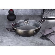 Berlingerhaus Wok serpenyő fedővel, márvány felülettel 30 cm Shiny Black Edition BH-7115