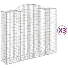 Greatstore 3 db íves horganyzott vas gabion kosár 200x50x160/180 cm