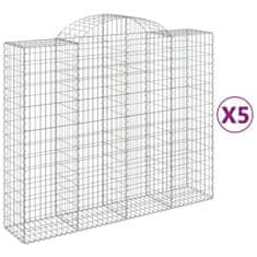 Greatstore 5 db íves horganyzott vas gabion kosár 200x50x160/180 cm