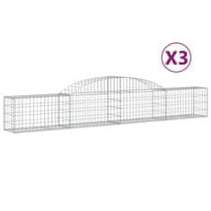 Greatstore 3 db íves horganyzott vas gabion kosár 300x30x40/60 cm