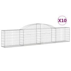 Greatstore 10 db íves horganyzott vas gabion kosár 300x30x60/80 cm