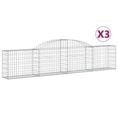 Greatstore 3 db íves horganyzott vas gabion kosár 300x30x60/80 cm