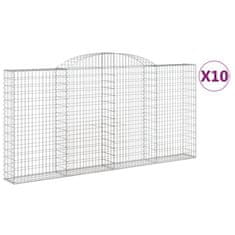 Greatstore 10 db íves horganyzott vas gabion kosár 300x30x140/160 cm