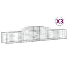 Greatstore 3 db íves horganyzott vas gabion kosár 300x50x40/60 cm