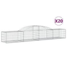 Greatstore 20 db íves horganyzott vas gabion kosár 300x50x40/60 cm