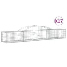 Greatstore 17 db íves horganyzott vas gabion kosár 300x50x40/60 cm