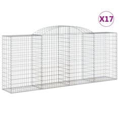 Greatstore 17 db íves horganyzott vas gabion kosár 300x50x120/140 cm