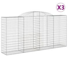 Greatstore 3 db íves horganyzott vas gabion kosár 300x50x140/160 cm