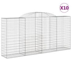 Greatstore 10 db íves horganyzott vas gabion kosár 300x50x140/160 cm