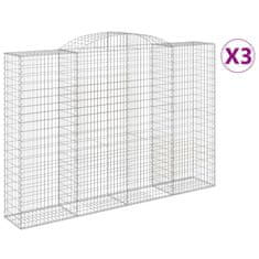 Greatstore 3 db íves horganyzott vas gabion kosár 300x50x200/220 cm