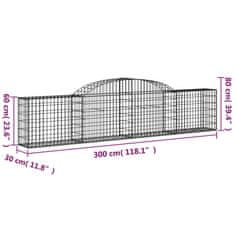 Greatstore 3 db íves horganyzott vas gabion kosár 300x30x60/80 cm