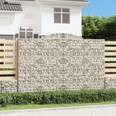 Greatstore 3 db íves horganyzott vas gabion kosár 300x50x200/220 cm