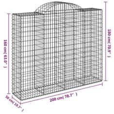 Greatstore 5 db íves horganyzott vas gabion kosár 200x50x160/180 cm