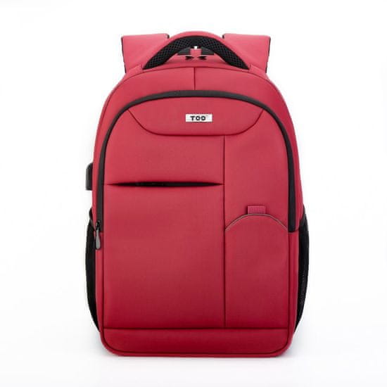 TOO Lopásbiztos, USB portos notebook hátizsák 15,6", piros-fekete / kék-fekete
