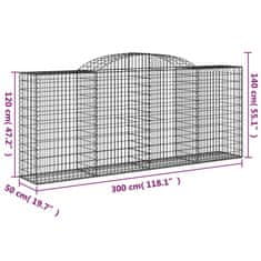 Greatstore 17 db íves horganyzott vas gabion kosár 300x50x120/140 cm