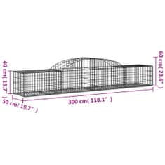 Greatstore 10 db íves horganyzott vas gabion kosár 300x50x40/60 cm