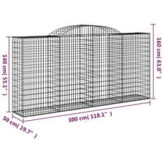 Greatstore 3 db íves horganyzott vas gabion kosár 300x50x140/160 cm