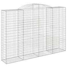 Greatstore 3 db íves horganyzott vas gabion kosár 300x50x200/220 cm