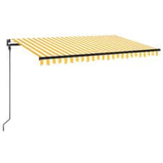 Greatstore sárga és fehér kézzel kihúzható LED-es napellenző 450 x 300 cm