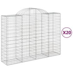 Greatstore 20 db íves horganyzott vas gabion kosár 200x50x140/160 cm