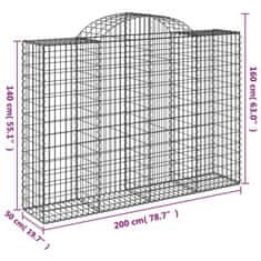 Greatstore 20 db íves horganyzott vas gabion kosár 200x50x140/160 cm