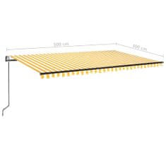 Vidaxl sárga-fehér szélérzékelős és LED-es napellenző 500 x 300 cm 3069153