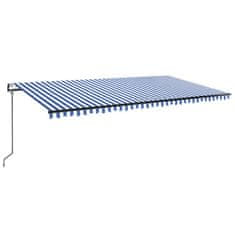 Vidaxl kék-fehér automata szélérzékelős és LED-es napellenző 600x300cm 3069171