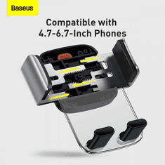 BASEUS Car Mount Easy Control Clamp Holder set 2in1 gravity (air vent and dashboard) 4.7 - 6.7 inch Silver (SUYK000012) (SUYK000012)