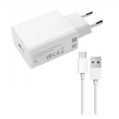 Xiaomi hálózati töltő USB aljzat (5V / 3000mA, 18W, gyorstöltés támogatás + Type-C kábel) FEHÉR (MDY-10-EF / LB4173U0324503(D)) (MDY-10-EF / LB4173U0324503(D))