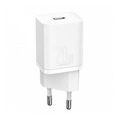 BASEUS Hálózati töltő adapter, 20W, USB Type-C aljzat, gyorstöltés, PD, Si, fehér (RS115305)