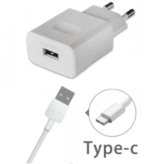 Huawei Hálózati töltő adapter, 9V / 2000mA, USB aljzat, USB Type-C kábellel, AP32, fehér, gyári (RS70217)