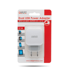 Delight 55045-2WH hálózati adapter 2x USB fehér (55045-2WH)