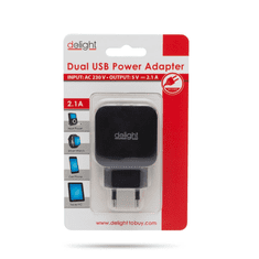 Delight 55045-2BK hálózati adapter 2x USB fekete (55045-2BK)