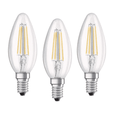 Osram BASE LED fényforrás E14 4W Gyertya hideg fehér üveg (3db) (4058075819719) (4058075819719)