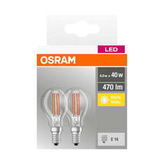 Osram Base LED fényforrás E14 4W kisgömb meleg fehér filament 2db (4058075803954)