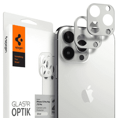 Spigen Apple iPhone 13 Pro / 13 Pro Max, Kamera lencsevédő fólia, ütésálló fólia, Tempered Glass (edzett üveg), Glastr Optik, ezüst, 2 db / csomag (121435)