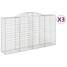 Greatstore 3 db íves horganyzott vas gabion kosár 300x50x160/180 cm