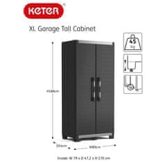 KETER Garage fekete és ezüst tárolószekrény polcokkal XL 188 cm 434761