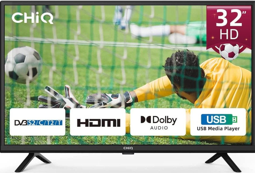 CHIQ TV LED L32G5W, 80 cm (32 Pouces),720p, Dolby Audio, Tuner  (DVB-T/T2/C/S/S2), HDMI/USB/CI/RF