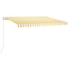 Vidaxl sárga és fehér kézzel kihúzható LED-es napellenző 450 x 350 cm 3069003