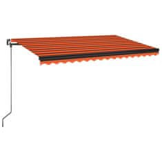 Greatstore narancs és barna kézzel kihúzható LED-es napellenző 450 x 350 cm