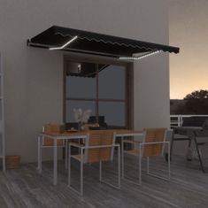 Vidaxl antracitszürke kézzel kihúzható LED-es napellenző 450 x 350 cm 3069204