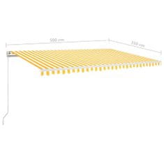 Vidaxl sárga-fehér szélérzékelős és LED-es napellenző 500 x 350 cm 3069033