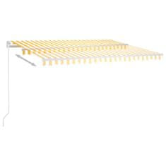 Vidaxl sárga és fehér kézzel kihúzható LED-es napellenző 450 x 350 cm 3069003