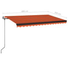 Greatstore narancssárga-barna szélérzékelős és LED-es napellenző 400x350cm