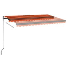 Vidaxl narancs és barna kézzel kihúzható LED-es napellenző 450 x 350cm 3069205