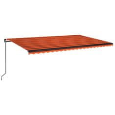 Greatstore narancs és barna kézzel kihúzható LED-es napellenző 500x350 cm