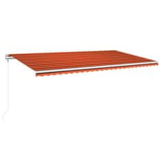 Greatstore narancssárga-barna szélérzékelős és LED-es napellenző 600x350cm