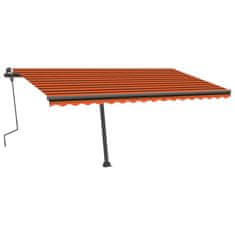 Vidaxl narancs és barna kézzel kihúzható LED-es napellenző 400x300 cm 3069745