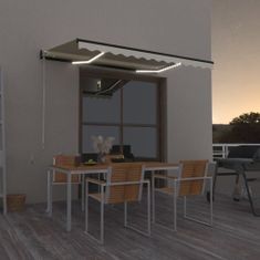 Vidaxl krémszínű kézzel kihúzható LED-es napellenző 350 x 250 cm 3069082